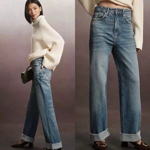 Anthropologie: The Austyn High-Rise Cuffed Wide-Leg Jeans by Pilcro Women’s 29